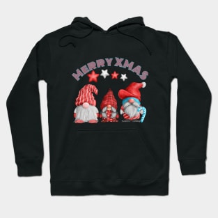 Funny Christmas Gnomes Retro Watercolor Art Hoodie